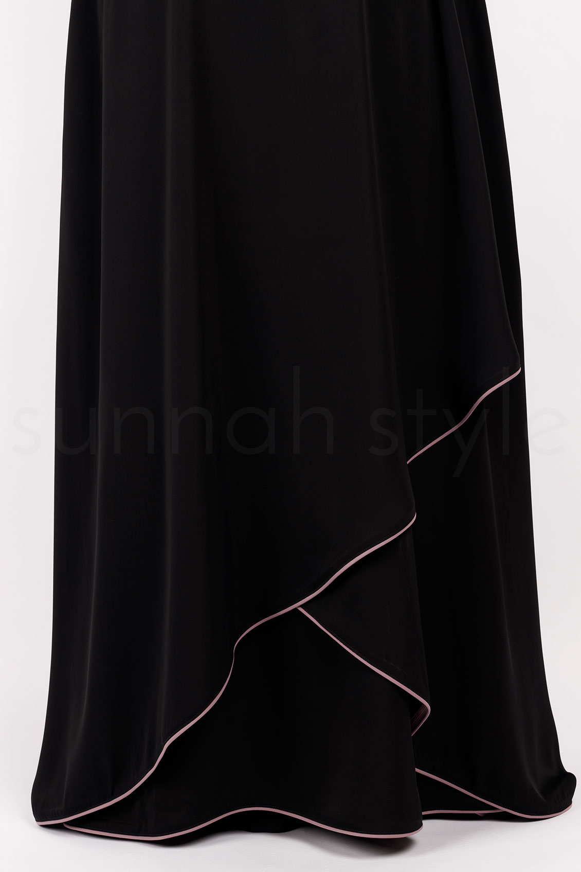 Sunnah Style Anemone Layered Abaya Black Mauve